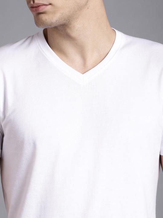 Plain White V Neck T-Shirt-FunkyTeesClub