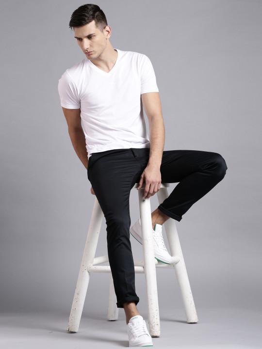 Plain White V Neck T-Shirt-FunkyTeesClub
