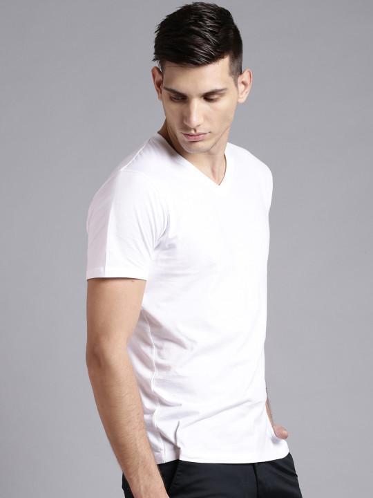 Plain White V Neck T-Shirt-FunkyTeesClub