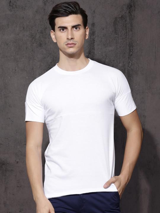 Plain White Half Sleeves T-Shirt-FunkyTeesClub