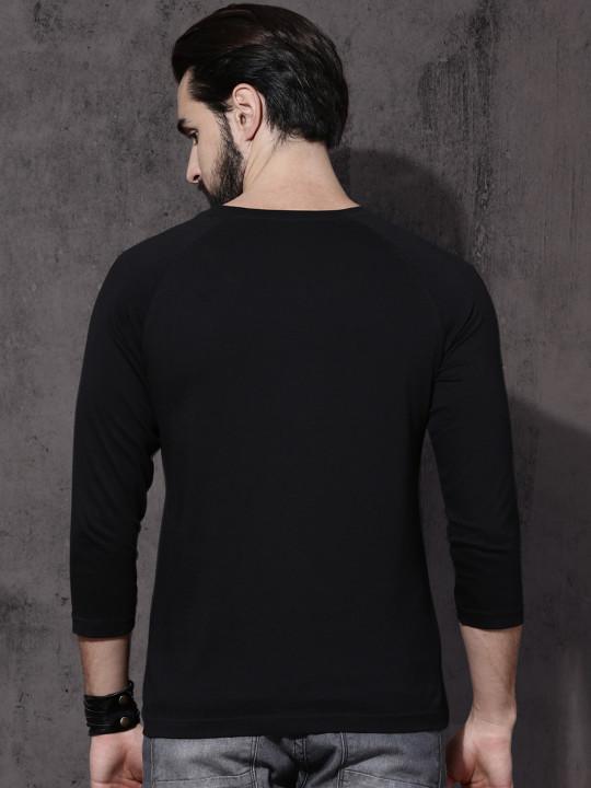 Plain black Full Sleeves T-Shirt-FunkyTeesClub