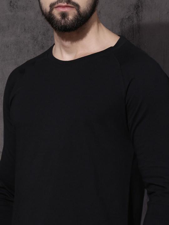 Plain black Full Sleeves T-Shirt-FunkyTeesClub