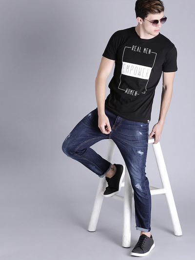 Real Men Empower Women Round Neck Mens Half Sleeves T-shirt- FunkyTeesClub
