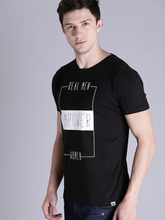 Real Men Empower Women Round Neck Mens Half Sleeves T-shirt- FunkyTeesClub