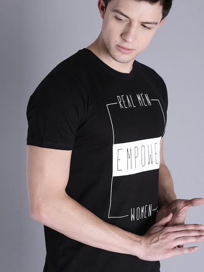 Real Men Empower Women Round Neck Mens Half Sleeves T-shirt- FunkyTeesClub