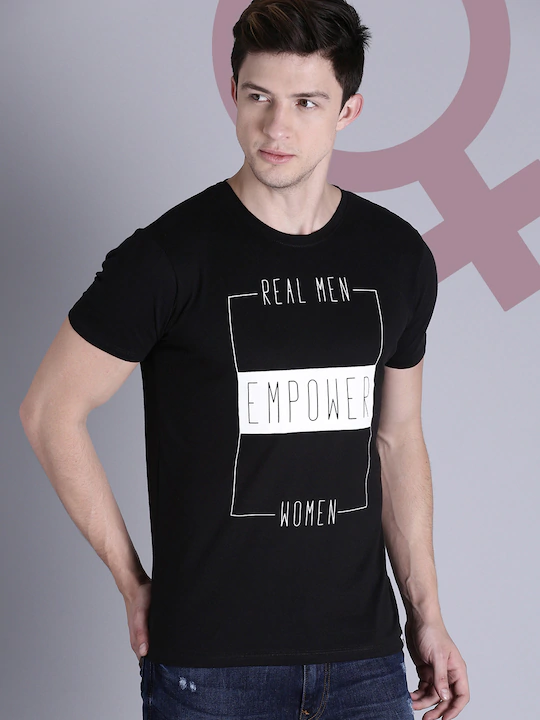 Real Men Empower Women Round Neck Mens Half Sleeves T-shirt- FunkyTeesClub