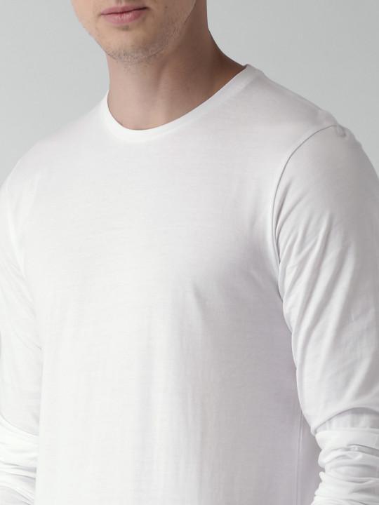 Plain White Full Sleeves T-Shirt-FunkyTeesClub