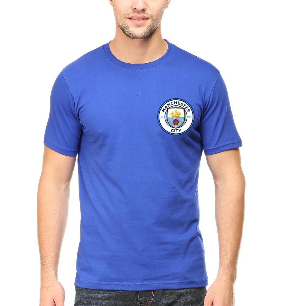 Manchester City Logo Men Half Sleeves T-Shirts-FunkyTeesClub