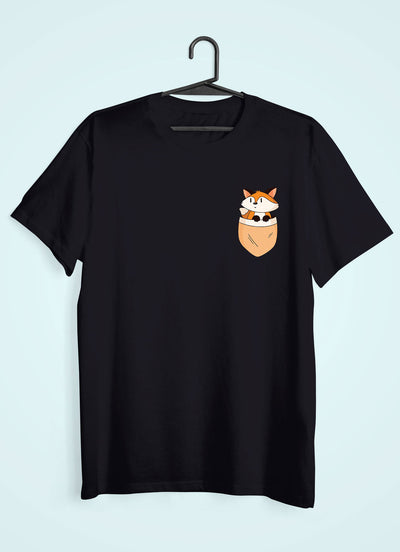 Fox Side Pocket Design Mens Half Sleeves T-shirt- FunkyTeesClub