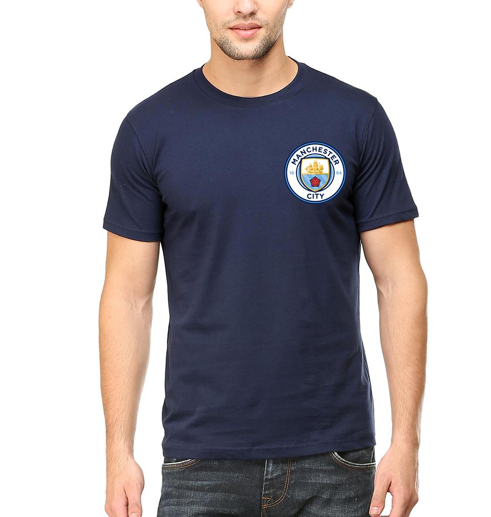 Manchester City Logo Men Half Sleeves T-Shirts-FunkyTeesClub