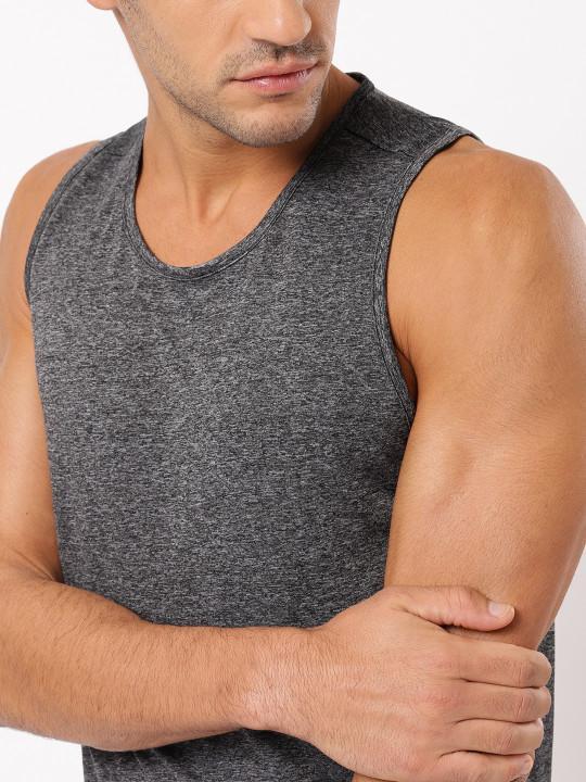 Plain Charcoal Sleeveless T-Shirt-FunkyTeesClub
