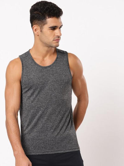 Plain Charcoal Sleeveless T-Shirt-FunkyTeesClub