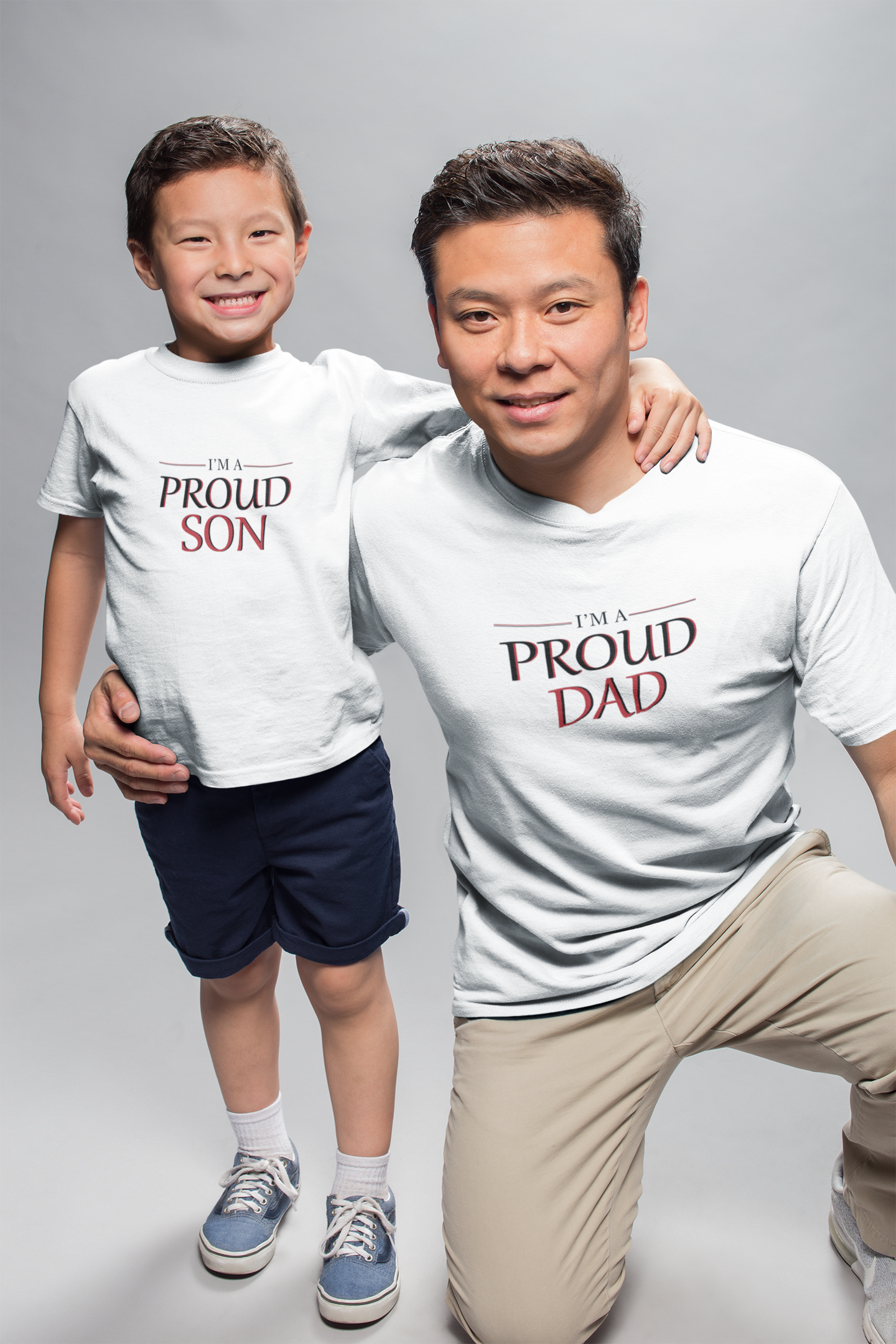 Proud Dad Father and Son White Matching T-Shirt- FunkyTeesClub