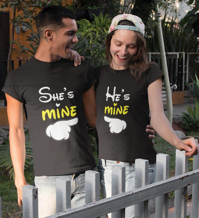 Mine Couple Half Sleeves T-Shirts -FunkyTees