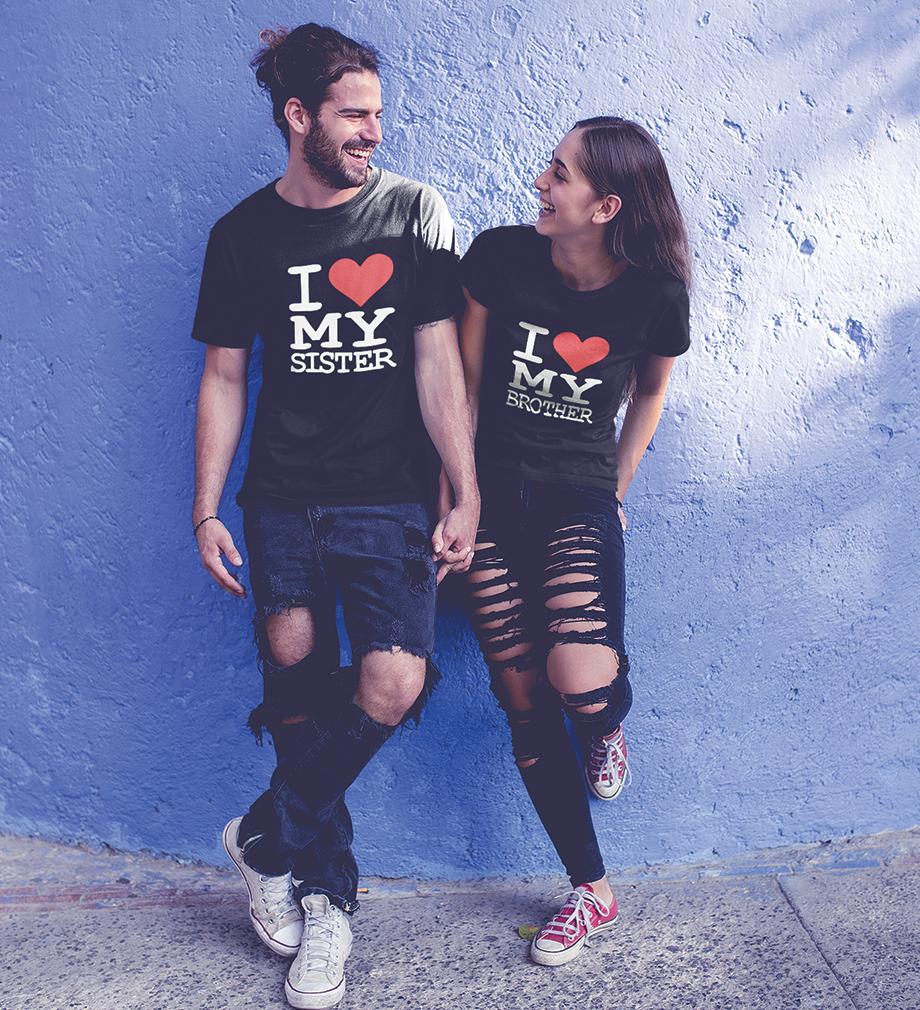 I Love my Brother-Sister Half Sleeves T-Shirts -FunkyTees