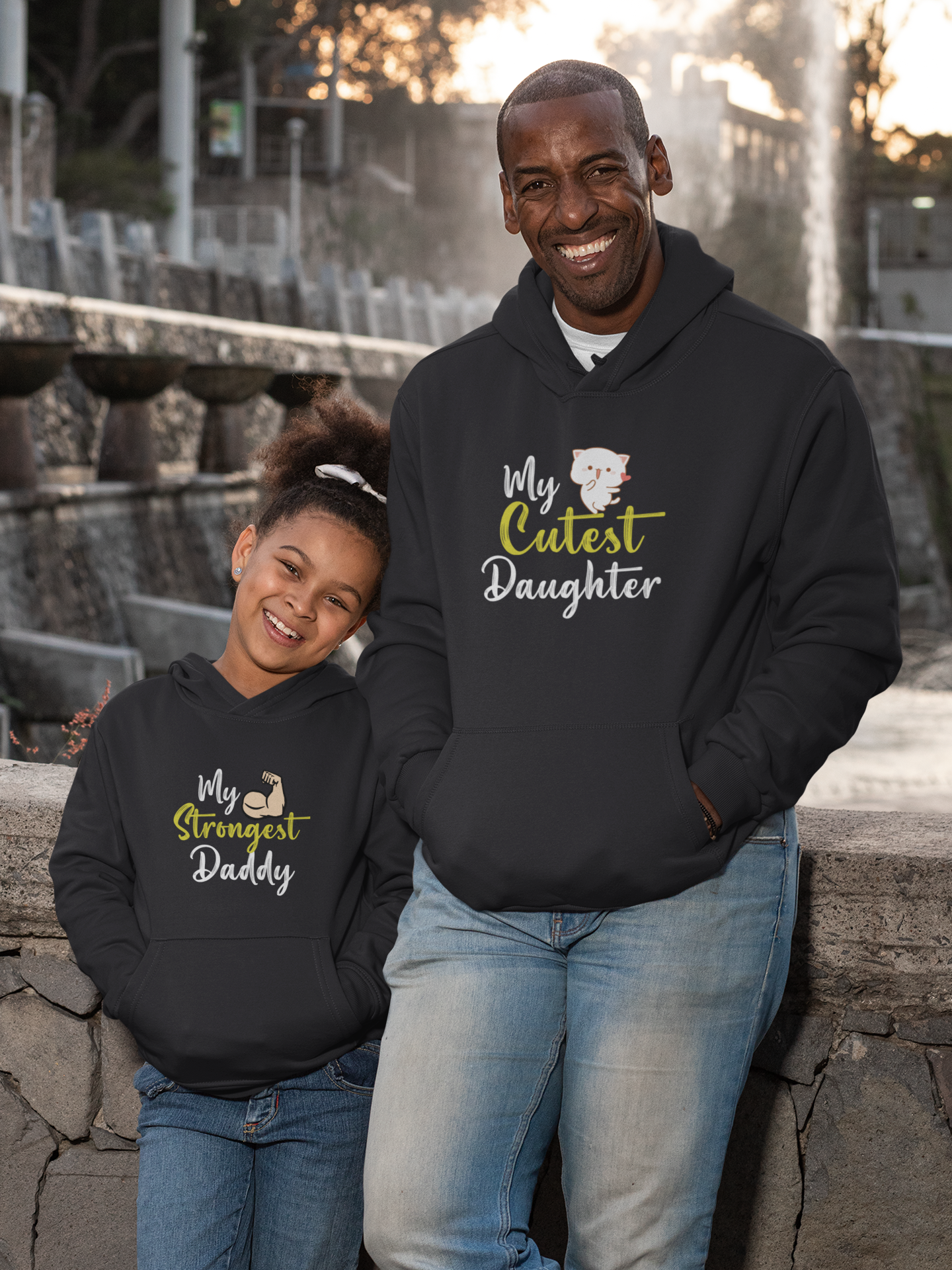 My Cutest Daughter Father and Daughter Black Matching Hoodies- FunkyTeesClub