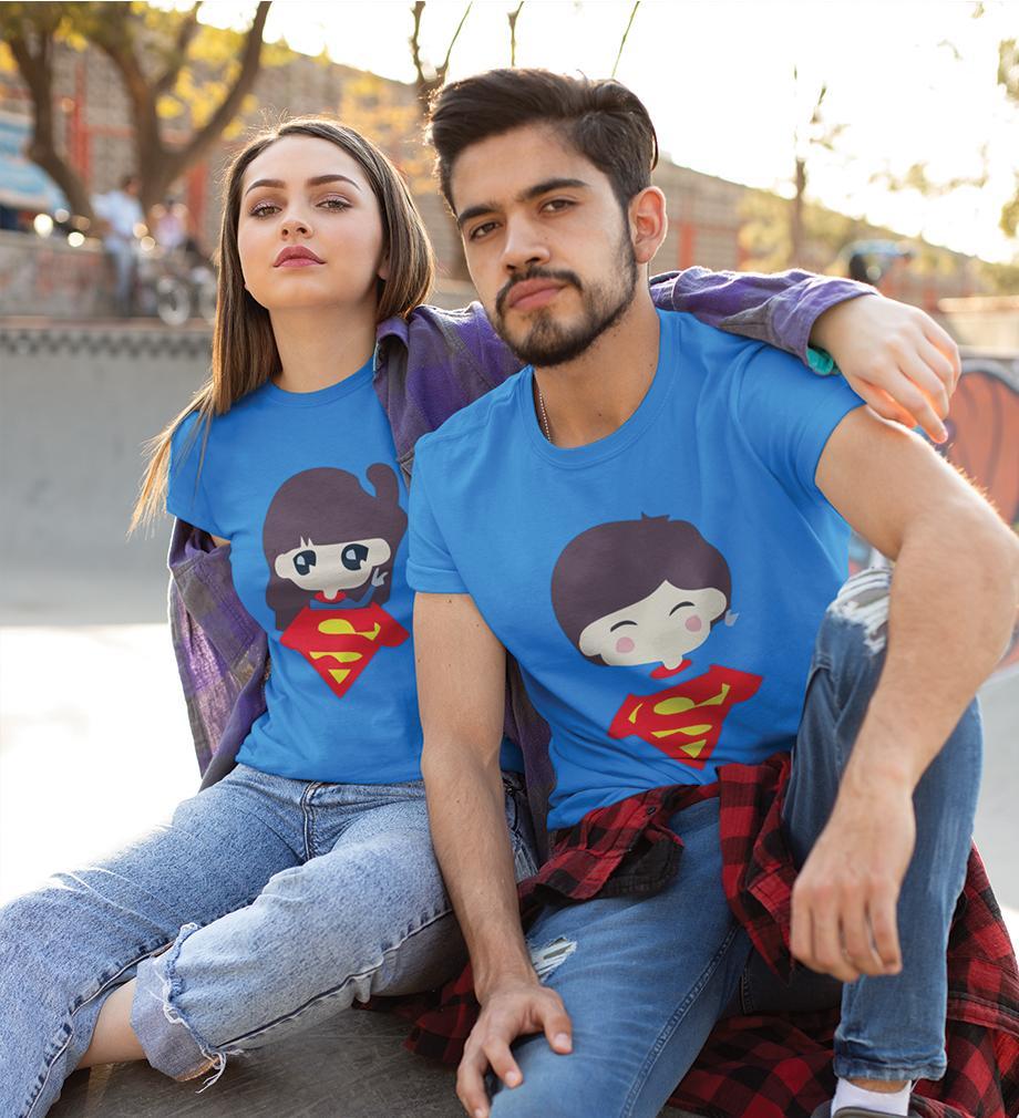 Super Boy & Girl Couple Half Sleeves T-Shirts -FunkyTees