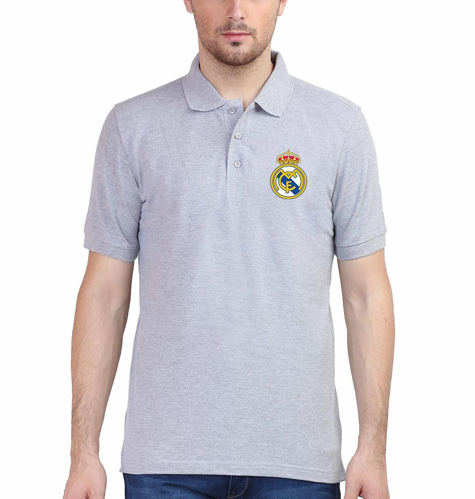 Real Madrid Logo Men Polo Half Sleeves T-Shirts-FunkyTeesClub