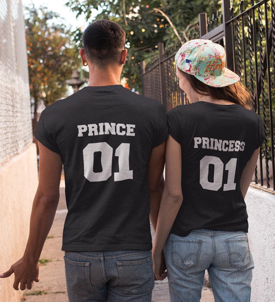Prince Princess Couple Half Sleeves T-Shirts -FunkyTees