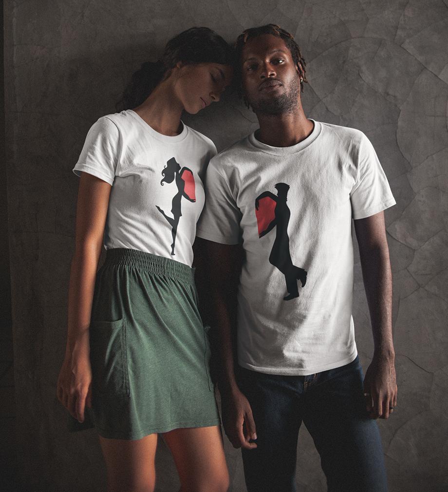 Couple Making Heart Couple Half Sleeves T-Shirts -FunkyTees