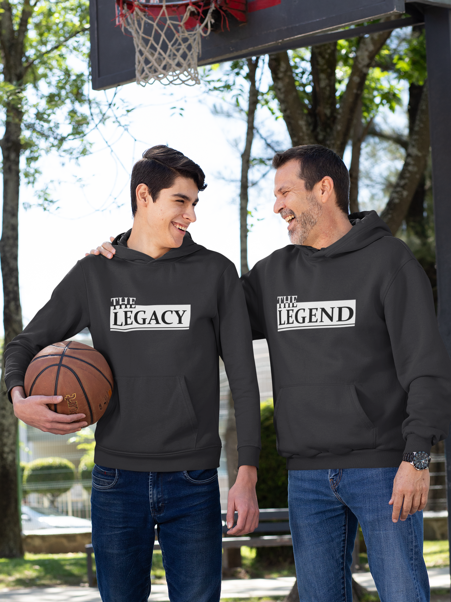 The Legend Father and Son Black Matching Hoodies- FunkyTeesClub