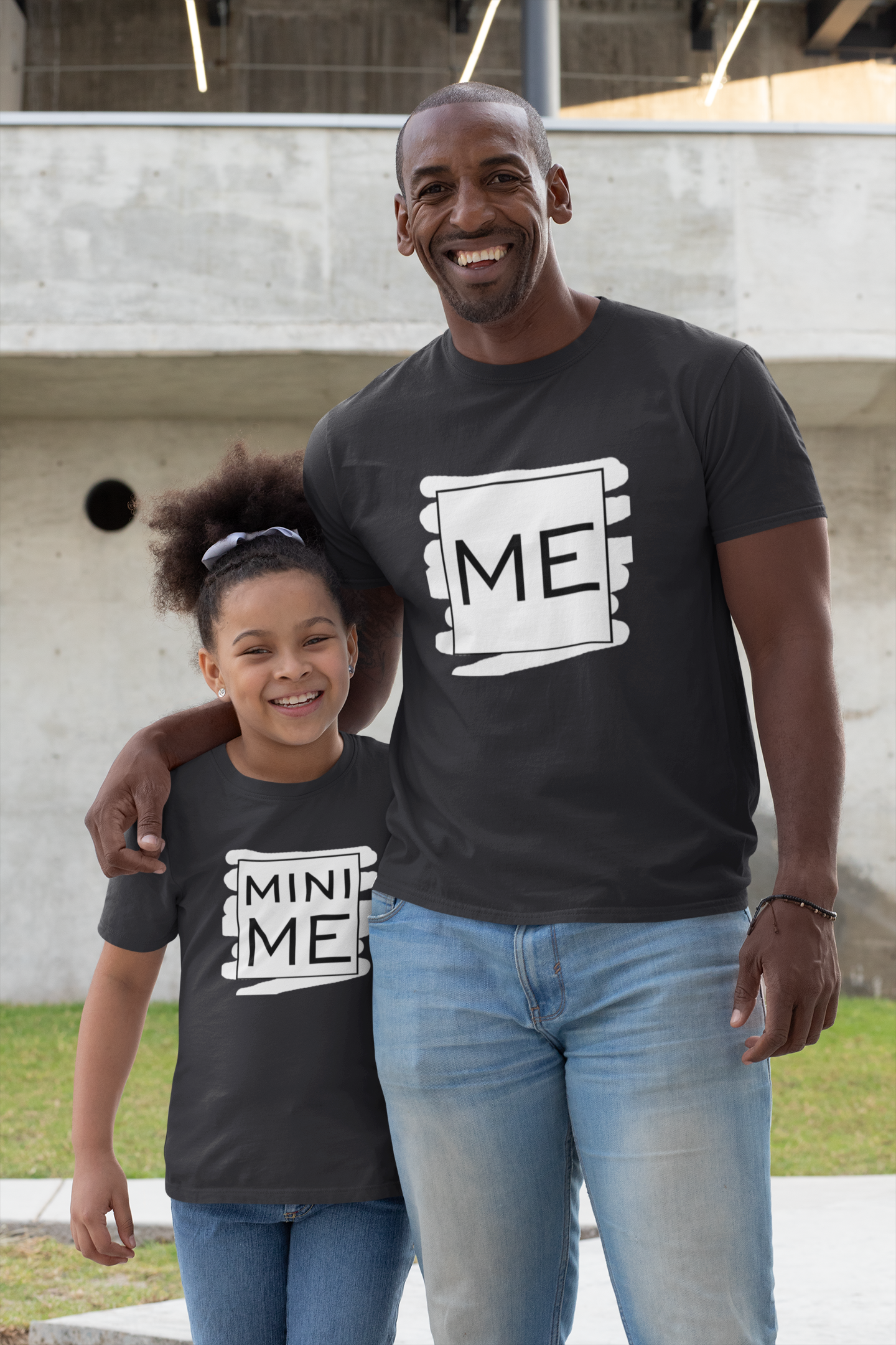 Me Father and Daughter Black Matching T-Shirt- FunkyTeesClub