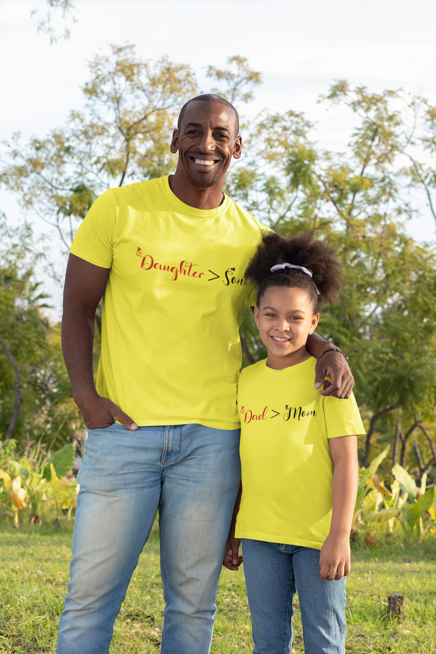 Dad Father and Daughter Yellow Matching T-Shirt- FunkyTeesClub