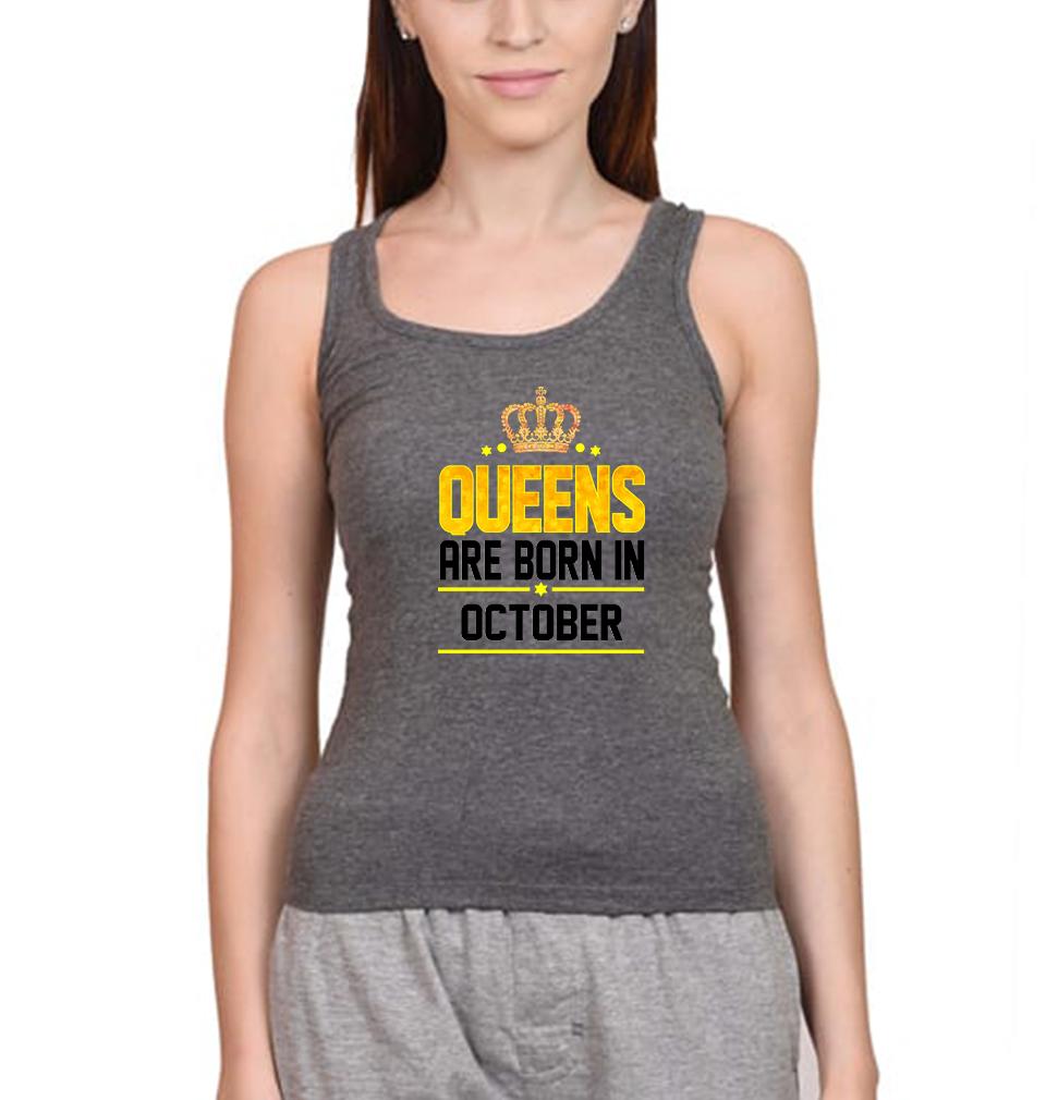 Queens Are Born In October Women Tank Top-FunkyTeesClub