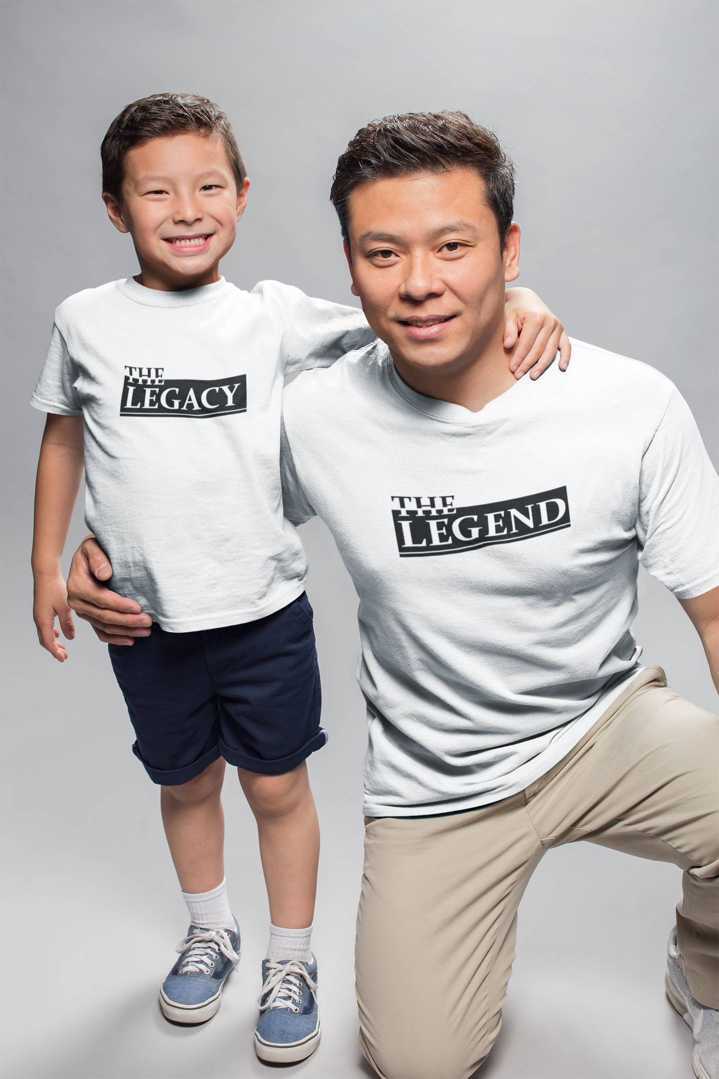 The Legend Father and Son White Matching T-Shirt- FunkyTeesClub