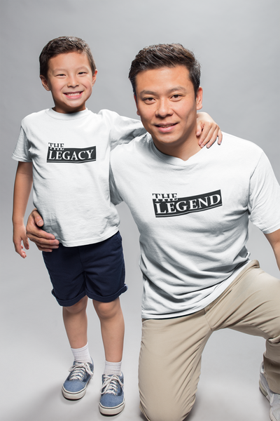 The Legend Father and Son White Matching T-Shirt- FunkyTeesClub
