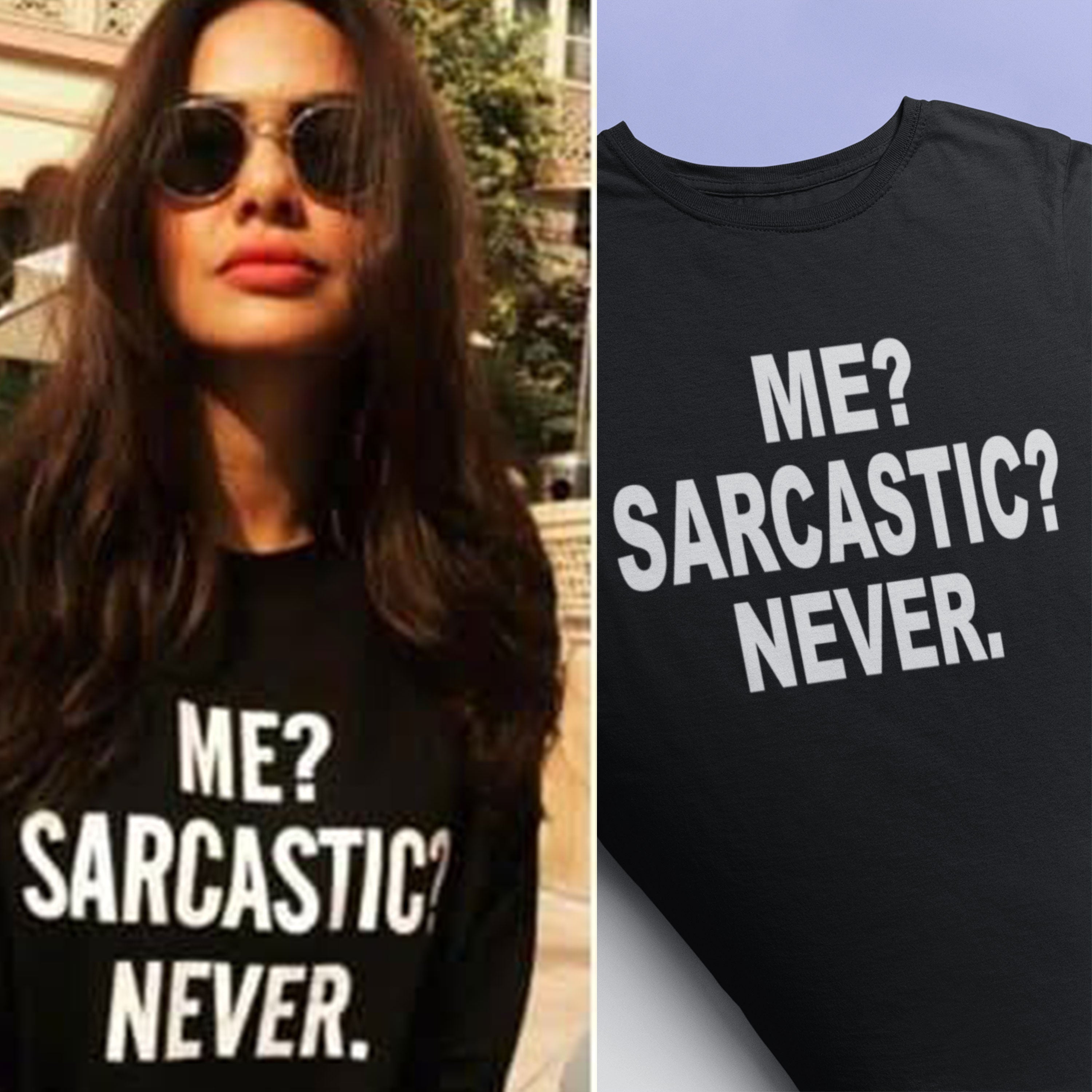 Me Sarcastic Never Esha Gupta Celebrity T-shirt- FunkyTeesClub