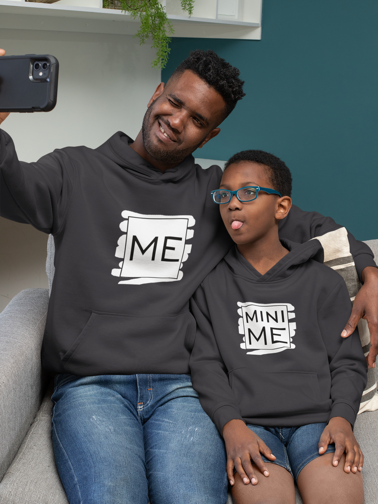 Me Father and Son Black Matching Hoodies- FunkyTeesClub