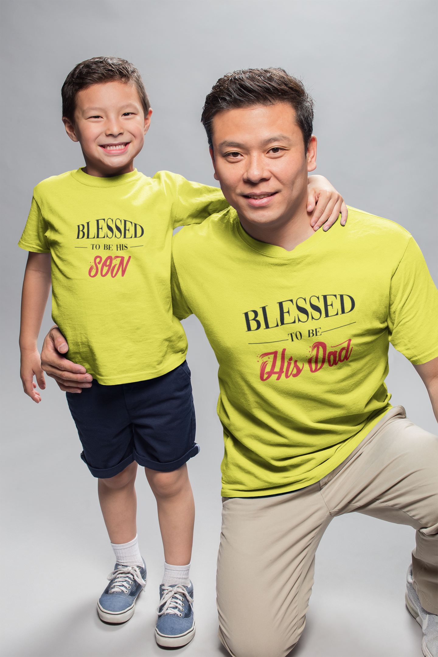 Blessed To Be His Son Father and Son Yellow Matching T-Shirt- FunkyTeesClub