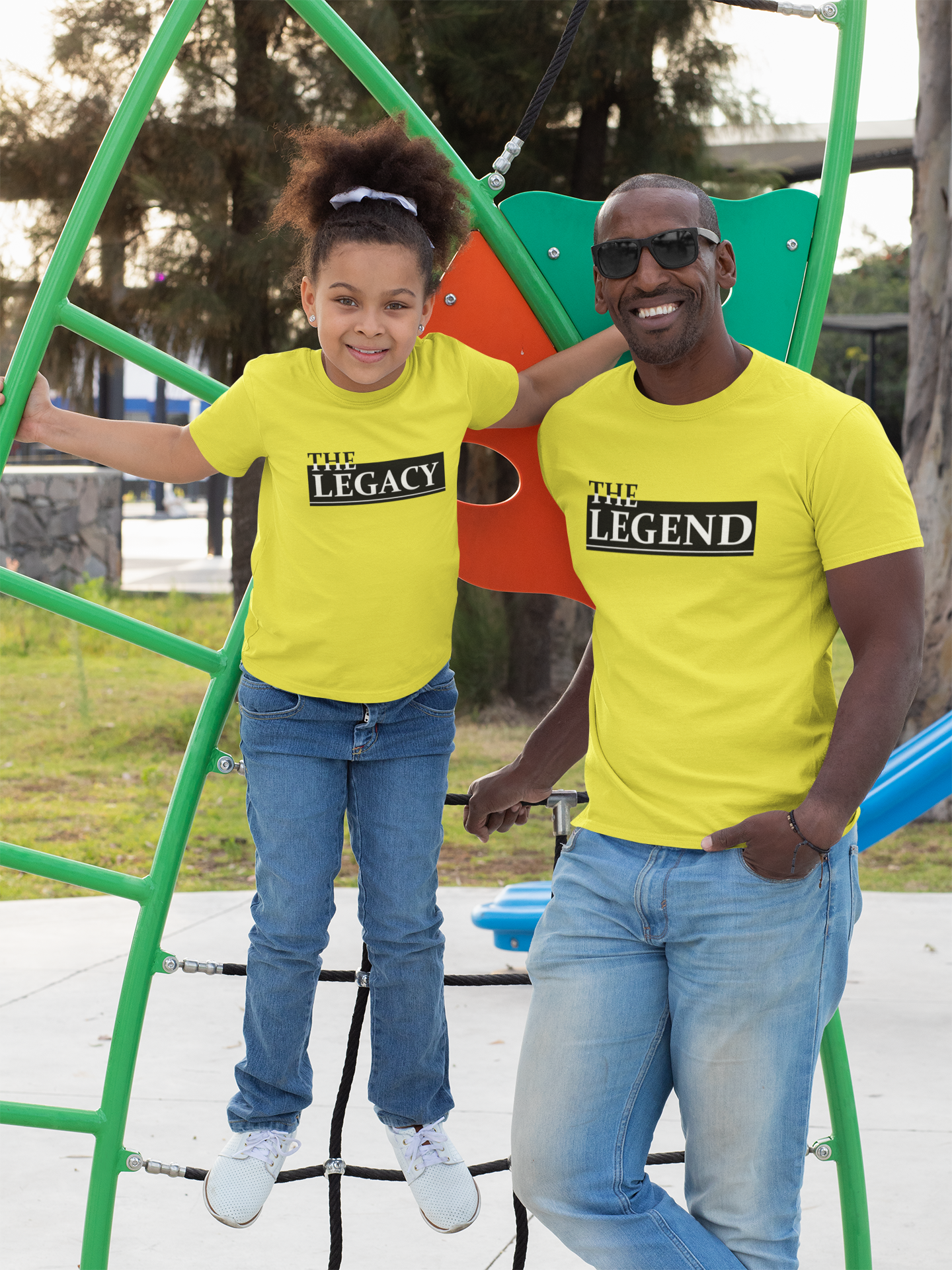 The Legend Father and Daughter Yellow Matching T-Shirt- FunkyTeesClub