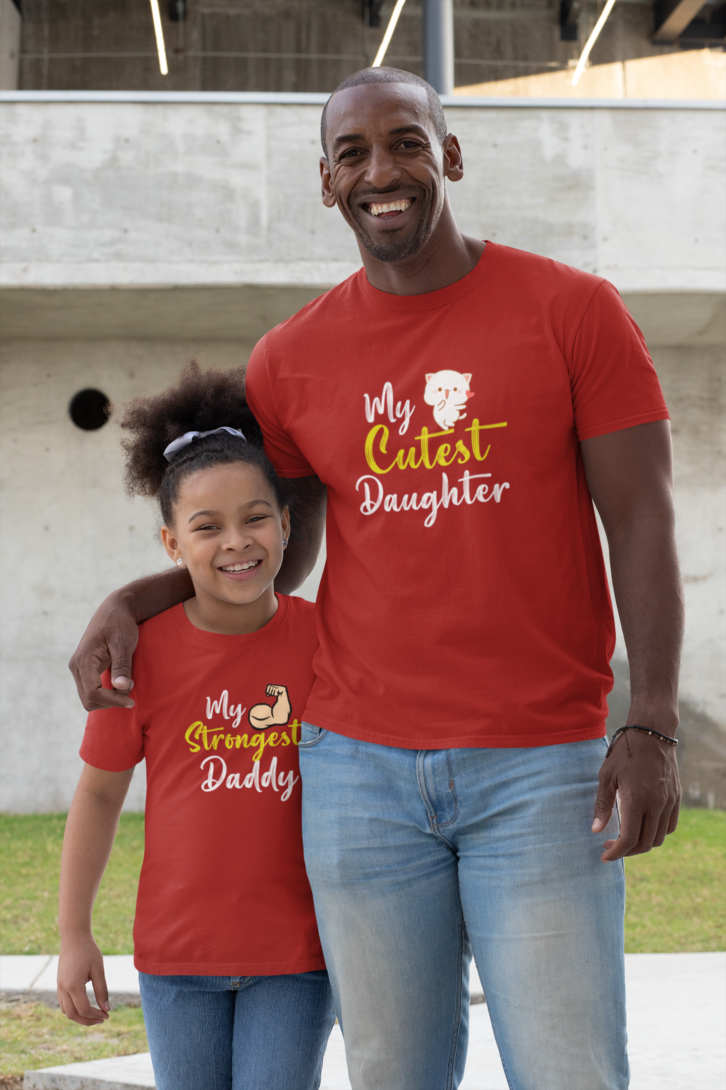 My Cutest Daughter Father and Daughter Red Matching T-Shirt- FunkyTeesClub