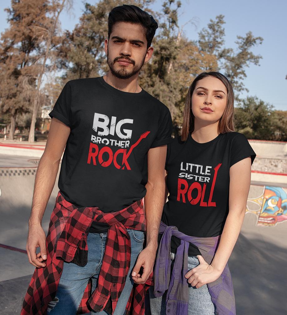 ROCK ROLL Brother-Sister Half Sleeves T-Shirts -FunkyTees