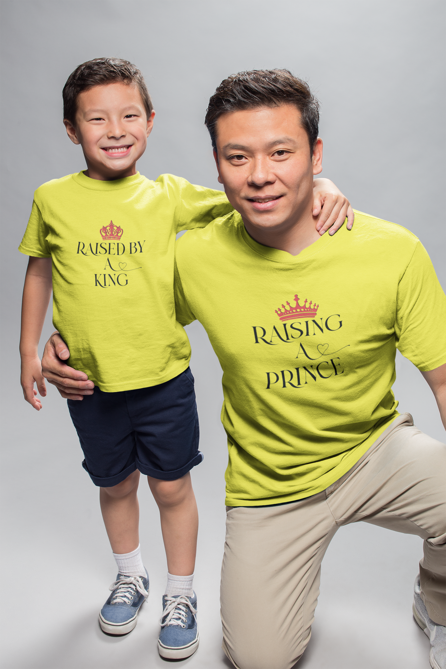Raised By A King Father and Son Yellow Matching T-Shirt- FunkyTeesClub
