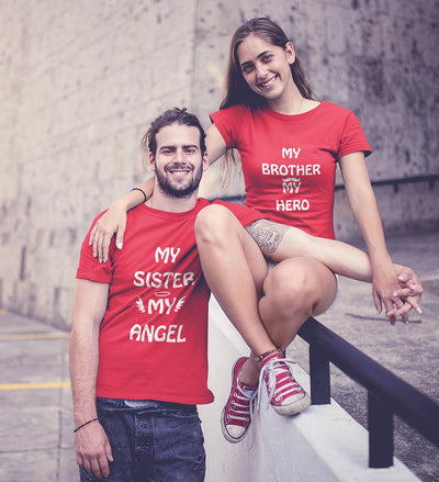 My Sister My Angel My Brother My Hero Brother-Sister Half Sleeves T-Shirts -FunkyTees