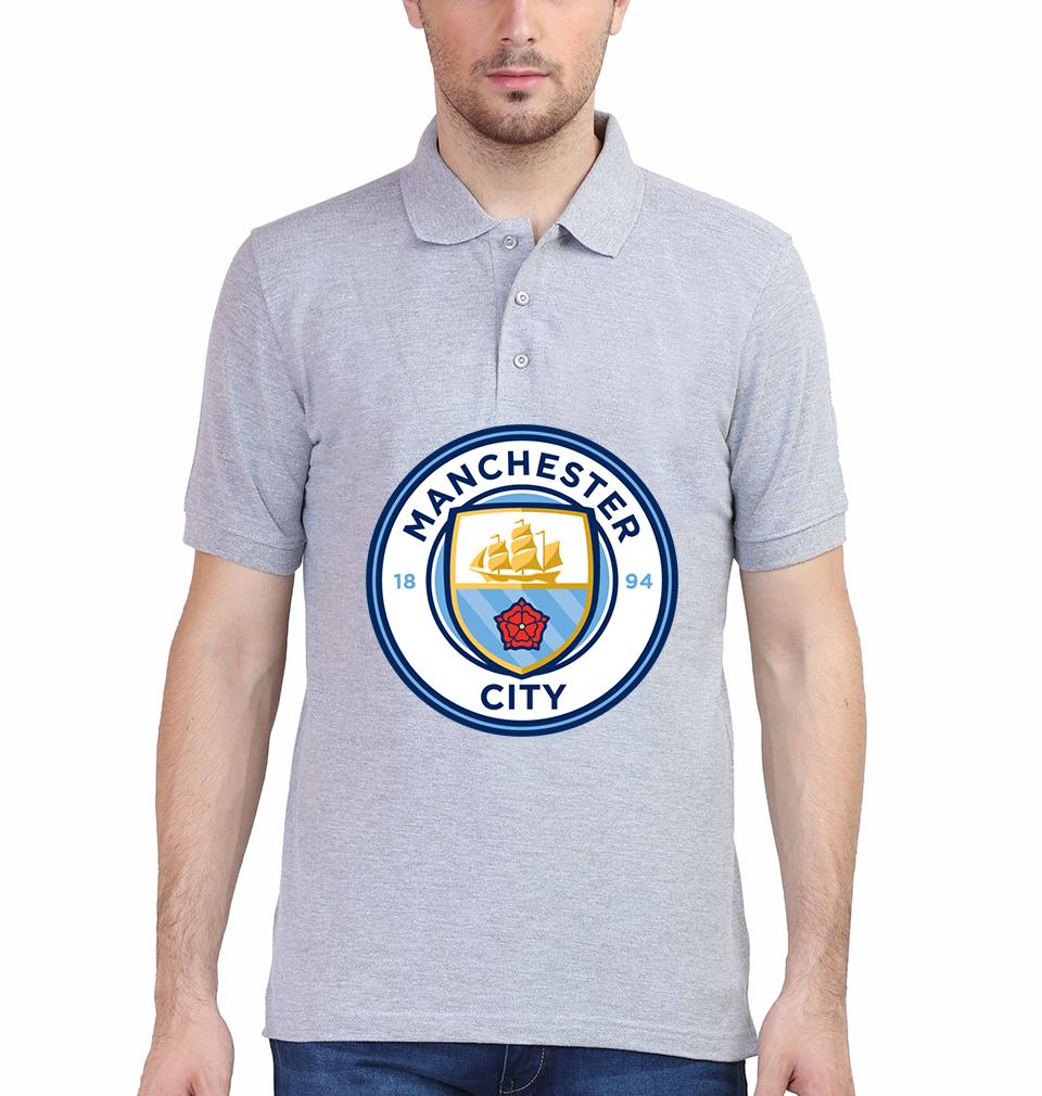 Manchester City Logo Men Polo Half Sleeves T-Shirts-FunkyTeesClub