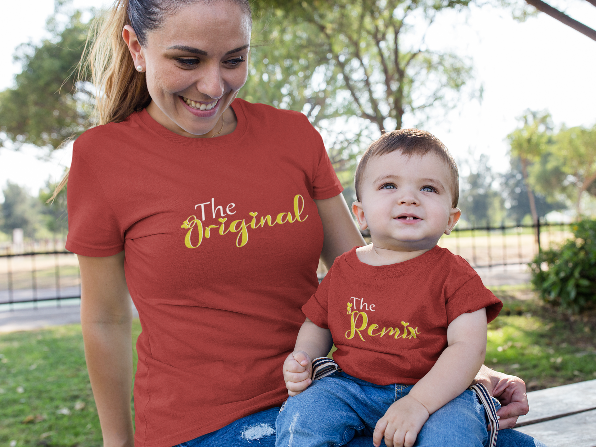 The Original Mother And Son Red Matching T-Shirt- FunkyTeesClub