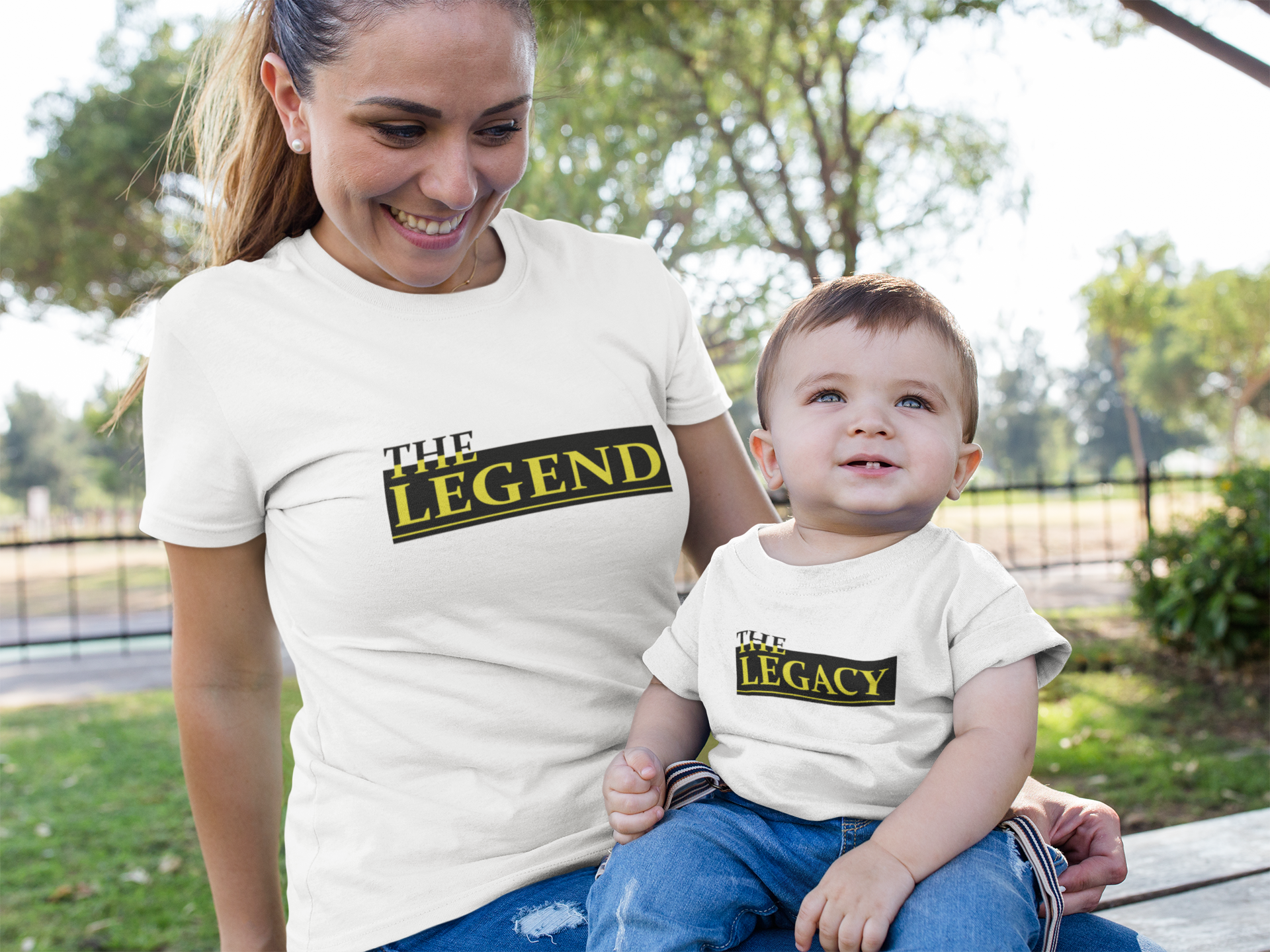 The Legend Mother And Son White Matching T-Shirt- FunkyTeesClub