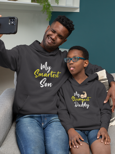 My Smartest Son Father and Son Black Matching Hoodies- FunkyTeesClub