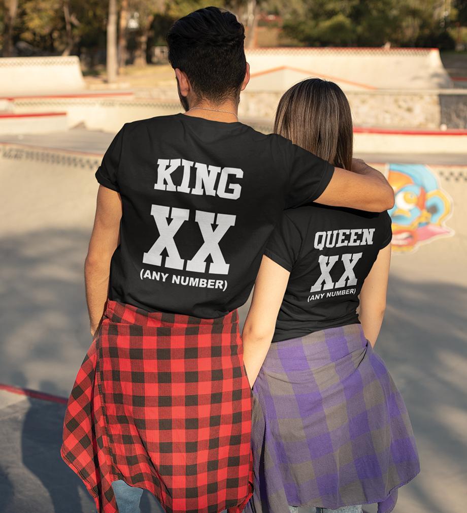 King Queen XX Couple Half Sleeves T-Shirts -FunkyTees