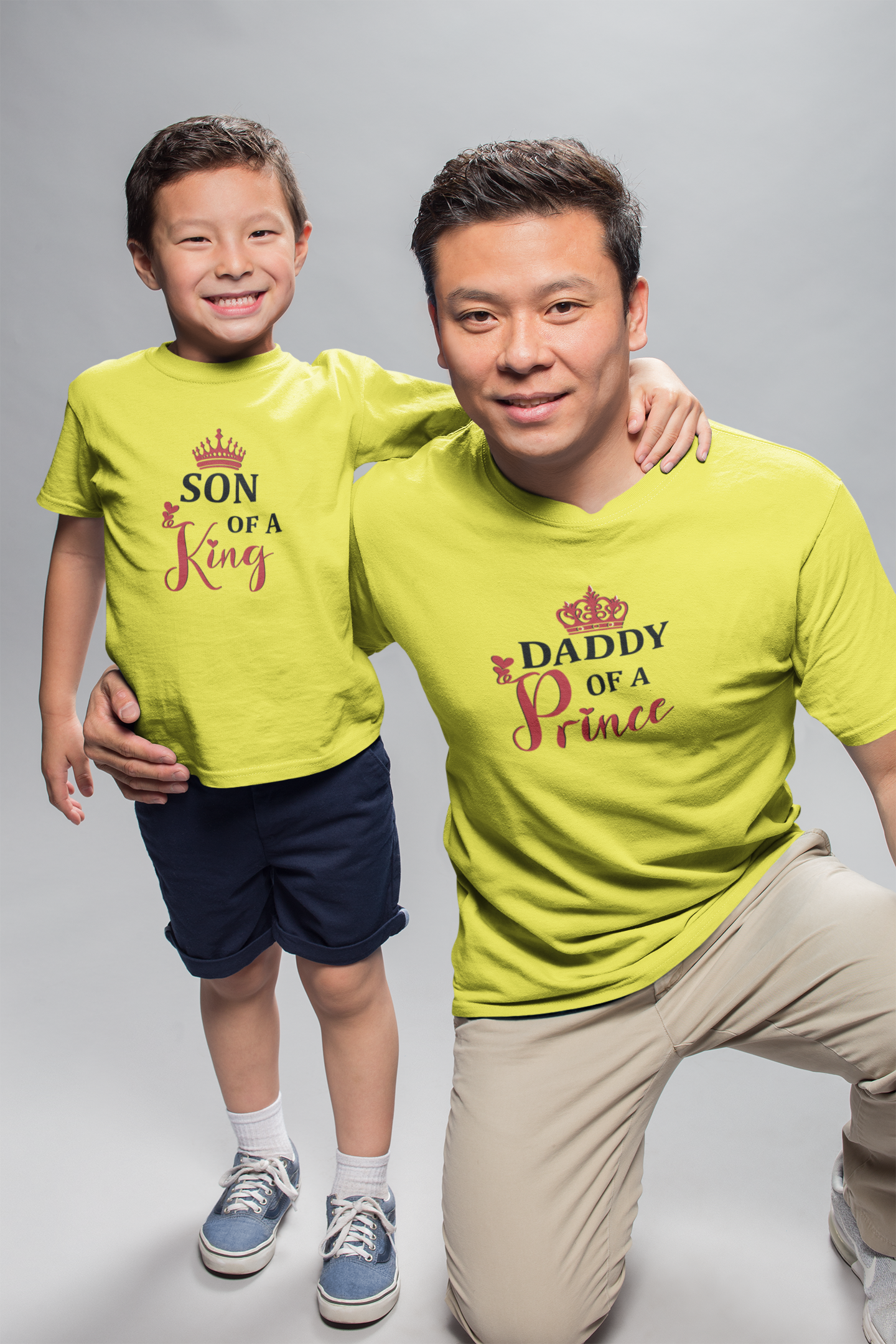 Daddy OF A Prince Father and Son Yellow Matching T-Shirt- FunkyTeesClub