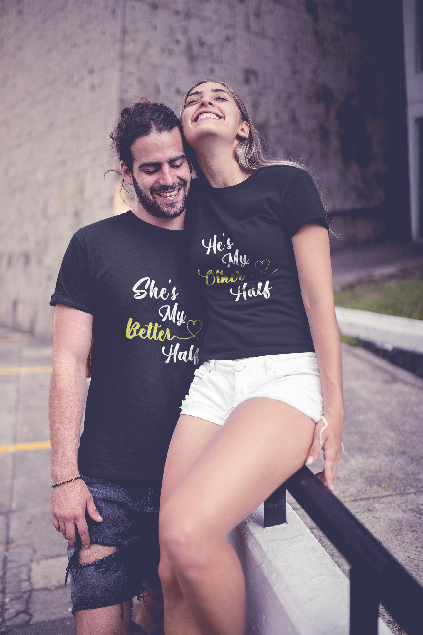 He Is My Better Half Couple Half Sleeves T-Shirts -FunkyTeesClub