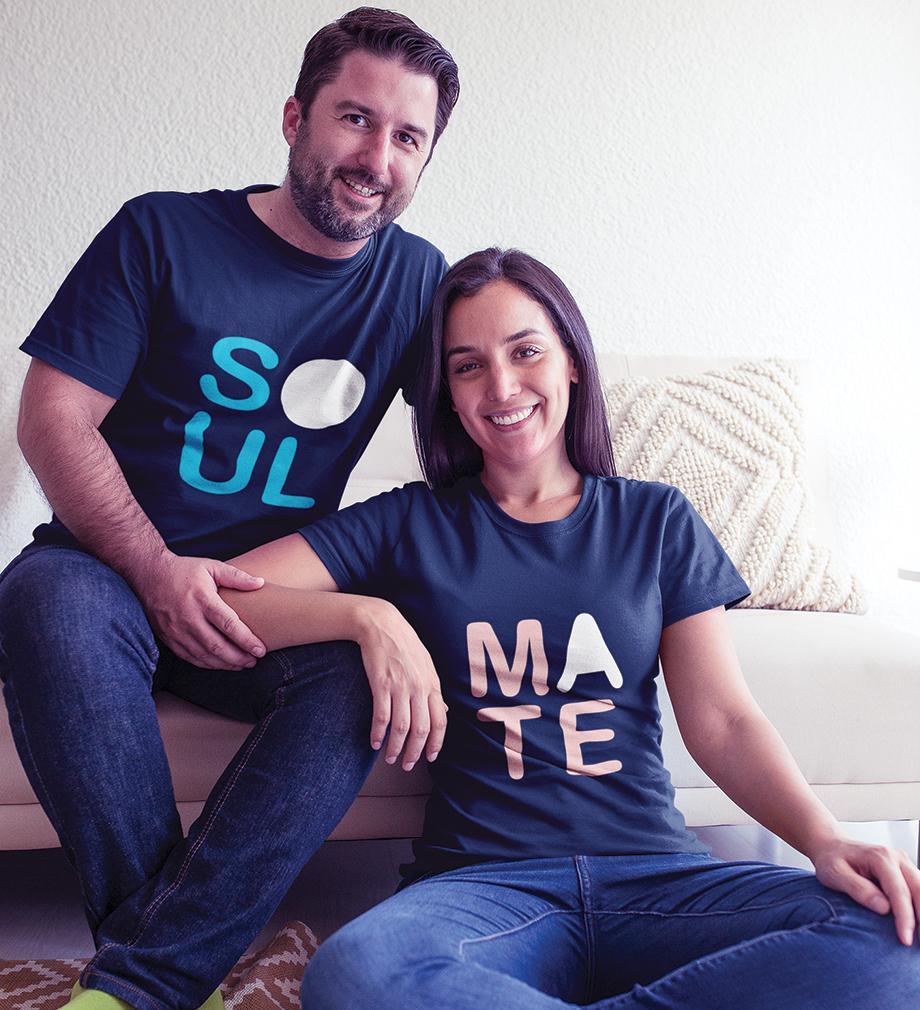 Soulmate Couple Half Sleeves T-Shirts -FunkyTees