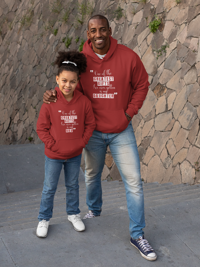 Greatest Gifts Father and Daughter Red Matching Hoodies- FunkyTeesClub