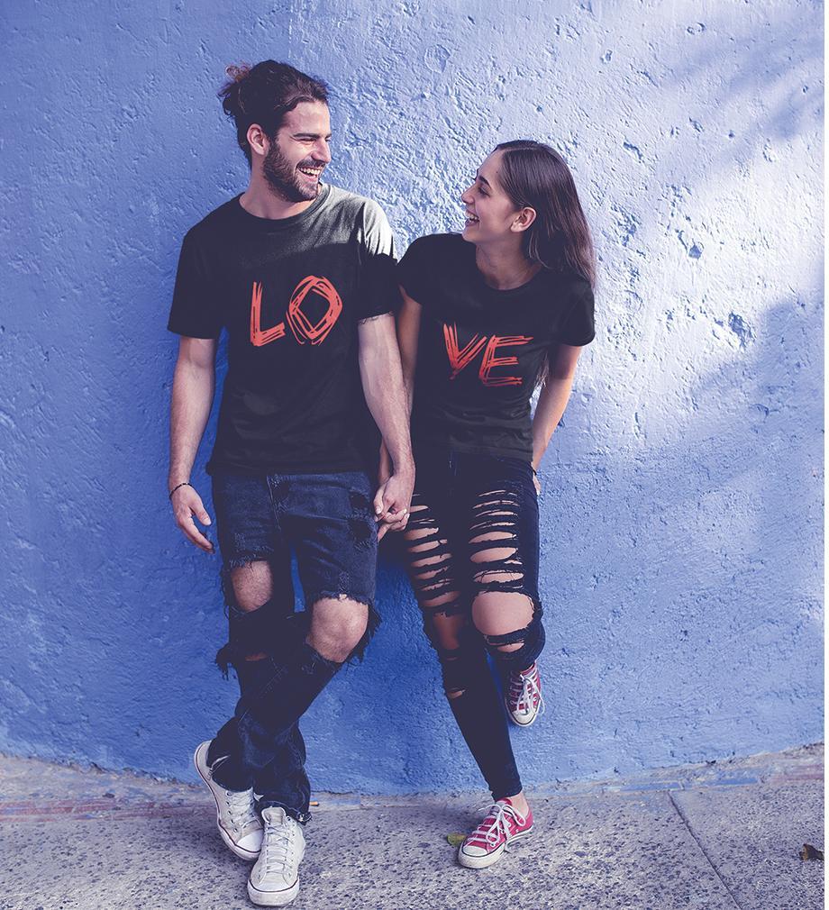 Love Couple Half Sleeves T-Shirts -FunkyTees