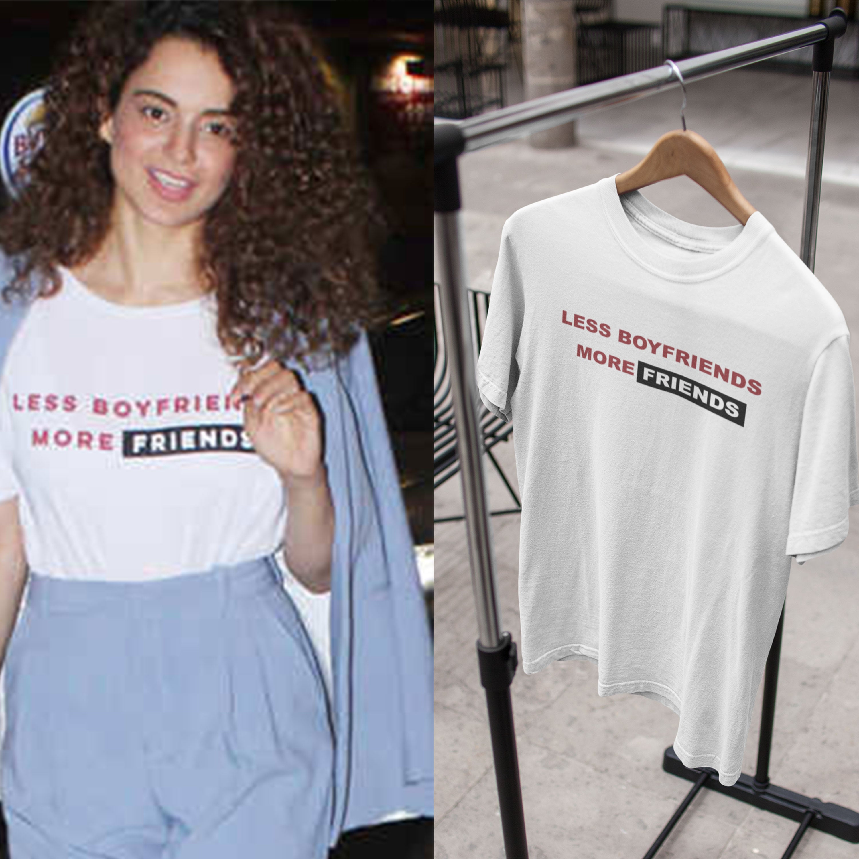 Less Boyfriends More Friends Kangana Ranaut Celebrity T-shirt- FunkyTeesClub