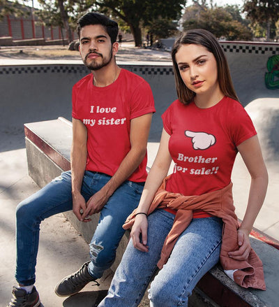I Love My Sister - Brother For Sale Brother-Sister Half Sleeves T-Shirts -FunkyTees